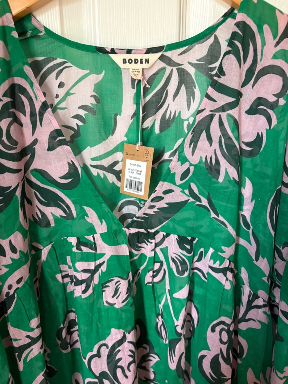 NWT Sarah Maxi Kaftan Dress-Fiesta and Orchid 100% cotton Size US 16-18R - Picture 7 of 9
